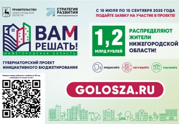 В Нижегородской области стартовал прием заявок для участия в губернаторском проекте «ВАМ РЕШАТЬ!» В Нижегородской области стартовал прием заявок для участия в губернаторском проекте «ВАМ РЕШАТЬ!»